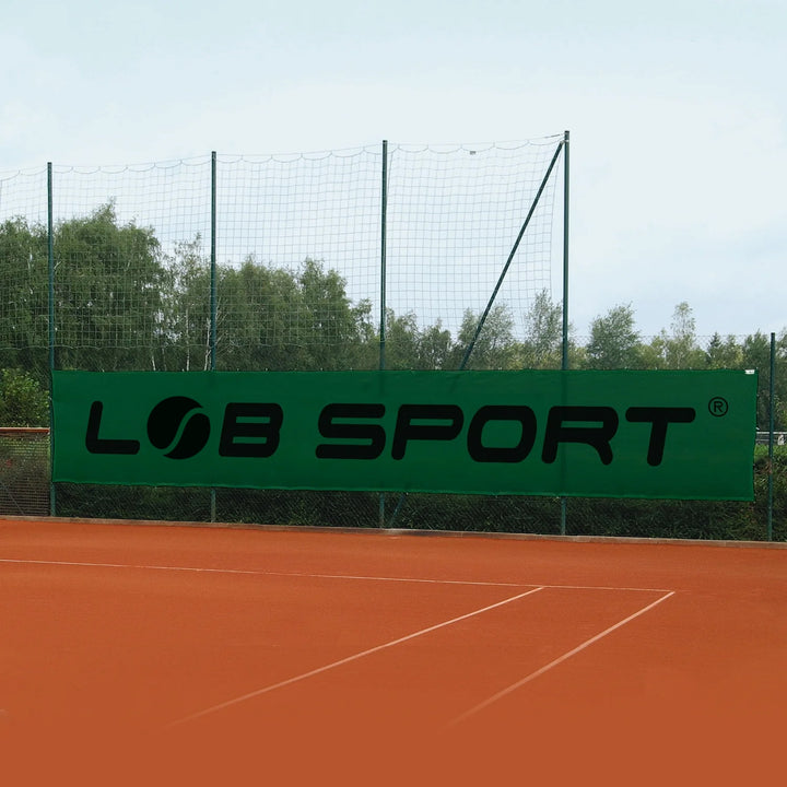 Sicht- und Windblende TOP mit Werbeaufdruck LOB SPORT, 12 x 2 m