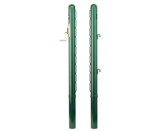 Royal steel tennis post, round, green powder -coated