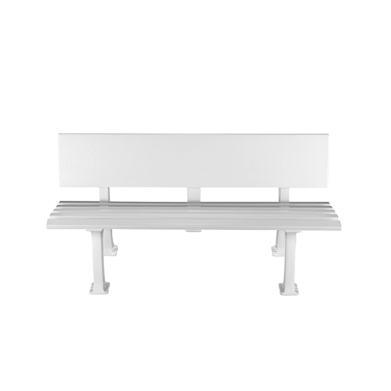 Tennis bench COMFORT with advertising board, white, 2 legs, width 150 cm