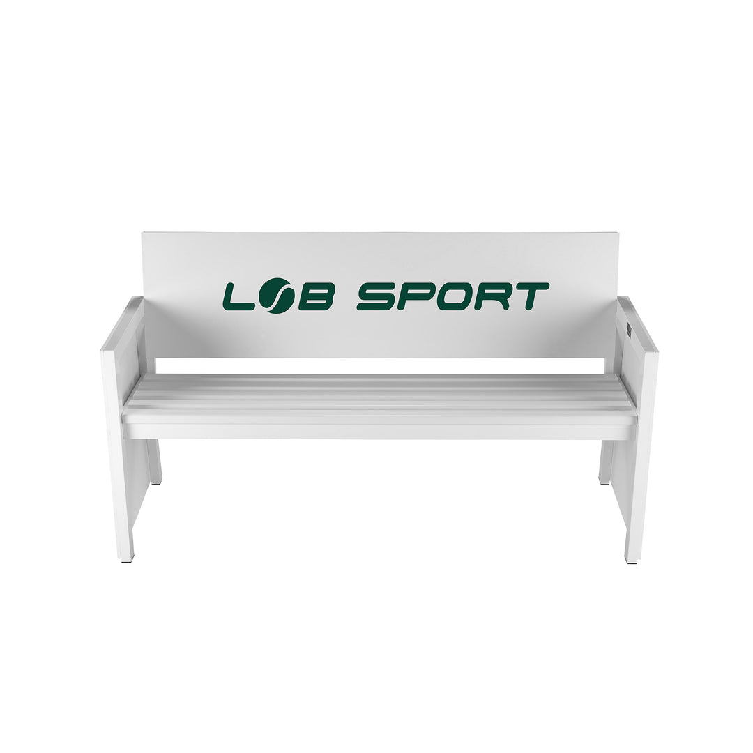 Tennisbank Classic with advertising table, white, 2 legs, width 150 cm