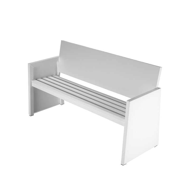 Tennis bench CLASSIC with advertising board, white, 2 legs, width 150 cm