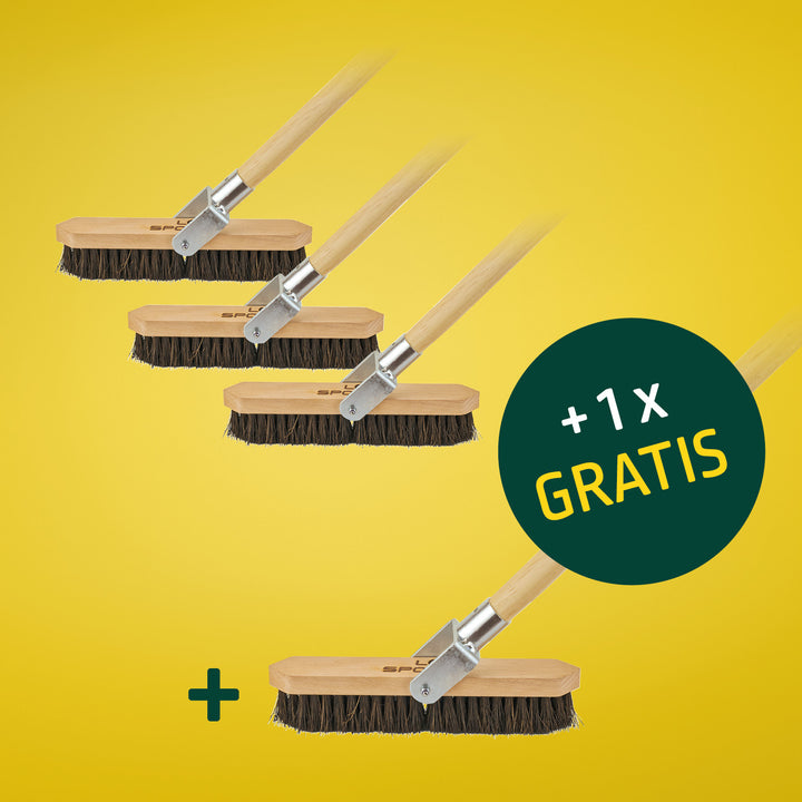 Spar-Set: 4 für 3 Linienbesen spitz oder gerade mit beweglicher Stielaufnahme inkl. Stiel