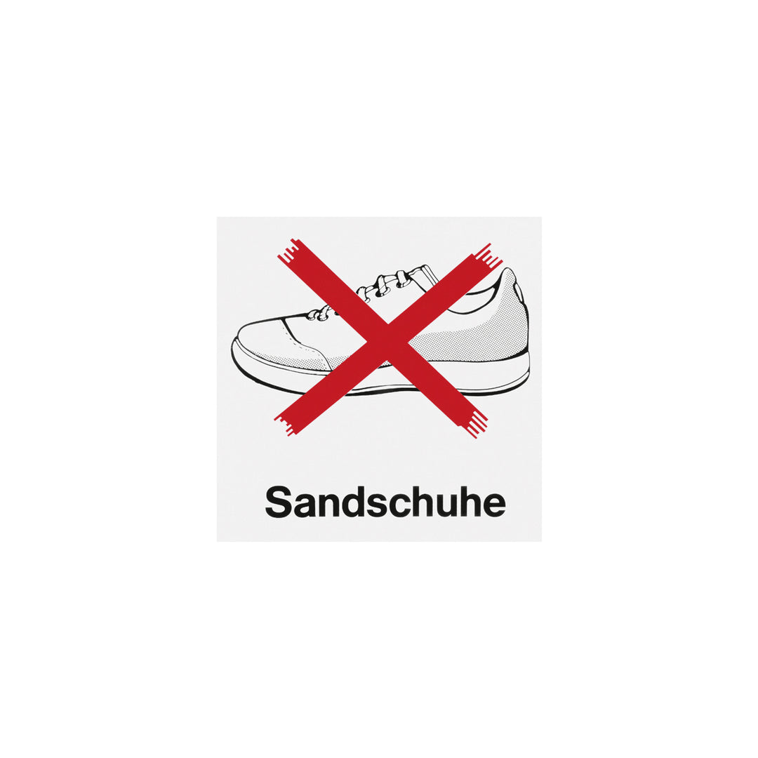 Prohibition sign sand shoes, 300 x 250 mm